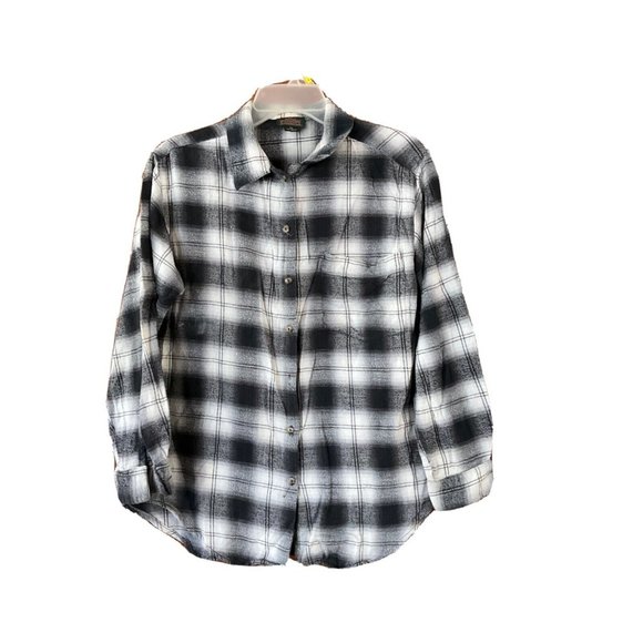 Vintage Greatland Sportswear Mens Plaid Flannel Medium Black & White Lightweight - Picture 1 of 8